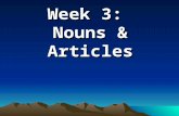 Week 3: Nouns & Articles. Errors in using nouns - 1 1.Countability and uncountability of English nouns Countable nouns - could be used with indefinite.