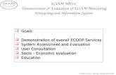 ECOOP Consensus Meeting, Erdemli, March 2005 ECOOP WP13: Demonstration & Evaluation of ECOOP Monitoring Forecasting and Information System  Goals:  Demonstration.