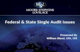 Federal & State Single Audit Issues Presented By William Blend, CPA, CFE.