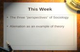 This Week The three “perspectives” of Sociology Alienation as an example of theory.