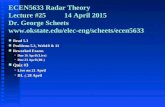 ECEN5633 Radar Theory Lecture #25 14 April 2015 Dr. George Scheets  n Read 5.3 n Problems 5.3, Web10 & 11 n Reworked.