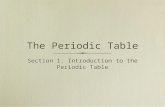 The Periodic Table Section 1: Introduction to the Periodic Table.