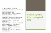 Prokaryote Microorganisms 11.0 Classify animals according to type of skeletal structure, method of fertilization and reproduction, body symmetry, body.