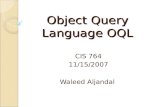 Object Query Language OQL CIS 764 11/15/2007 Waleed Aljandal.