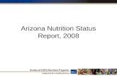 Arizona Nutrition Status Report, 2008. Report Focus Areas Fruit and Vegetable Consumption Food Security Healthy Weight Calcium Consumption Physical Activity.