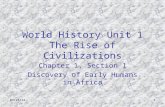 World History Unit 1 The Rise of Civilizations Chapter 1, Section 1 Discovery of Early Humans in Africa 8/27/20151.