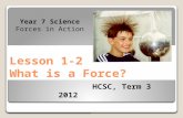 Lesson 1-2 What is a Force? Year 7 Science Forces in Action HCSC, Term 3 2012.
