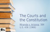 The Courts and the Constitution Miranda v. Arizona, 384 U.S. 436 (1966) TM.