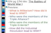 174The Battles of World War I ISN pg 174 title: The Battles of World War I Preview: –What is Militarism? How did it lead to WWI? –Who were the members.