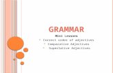 GRAMMAR Mini Lessons  Correct order of adjectives  Comparative Adjectives  Superlative Adjectives.