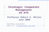 Strategic Corporate Management 45-975 Professor Robert A. Miller June 2009 Teaching assistant: Chen Li: cli1@andrew.cmu.educli1@andrew.cmu.edu.