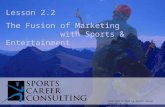 Lesson 2.2 The Fusion of Marketing with Sports & Entertainment Copyright © 2014 by Sports Career Consulting, LLC.