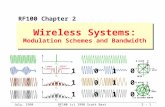 July, 19982 - 1RF100 (c) 1998 Scott Baxter Wireless Systems: Modulation Schemes and Bandwidth Wireless Systems: Modulation Schemes and Bandwidth RF100.