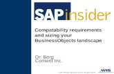 © 2011 Wellesley Information Services. All rights reserved. Compatability requirements and sizing your BusinessObjects landscape Dr. Berg Comerit Inc.
