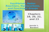 Equilibrium, Redox Reactions, Hydrocarbons, and Functional Groups Chapters 18, 20, 22, and 23 Jennie L. Borders.