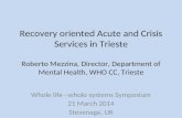 Recovery oriented Acute and Crisis Services in Trieste Roberto Mezzina, Director, Department of Mental Health, WHO CC, Trieste Whole life –whole systems.