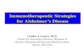 Immunotherapeutic Strategies for Alzheimer’s Disease Cynthia A. Lemere, Ph.D. Center for Neurologic Diseases, Brigham & Women's Hospital and Harvard Medical.