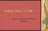 Political Theory To 1789 Roots of Modern Political Thought.