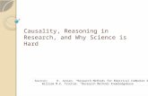 Causality, Reasoning in Research, and Why Science is Hard Sources: D. Jensen. “Research Methods for Empirical Computer Science.” William M.K. Trochim.