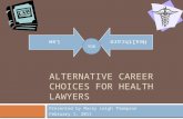 ALTERNATIVE CAREER CHOICES FOR HEALTH LAWYERS Presented by Macey Leigh Thompson February 1, 2011 Law Healthcare YOU.