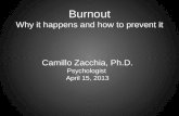 Burnout Why it happens and how to prevent it Camillo Zacchia, Ph.D. Psychologist April 15, 2013.