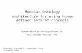 Modular Ontology architecture for using human defined sets of concepts Presentation by OntologyStream Inc Paul Stephen Prueitt, PhD Ontology Tutorial 5,