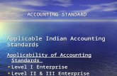 Applicable Indian Accounting Standards Applicability of Accounting Standards Level I Enterprise Level I Enterprise Level II & III Enterprise Level II &