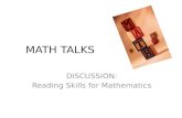 MATH TALKS DISCUSSION: Reading Skills for Mathematics.