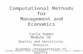 Computational Methods for Management and Economics Carla Gomes Module 7b Duality and Sensitivity Analysis Economic Interpretation of Duality (slides adapted.