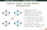 Hybrid Small Group Model: Background Seminar with emphasis on small group interaction and discussion 2 instructors with 7 face-to-face and 15 online students.