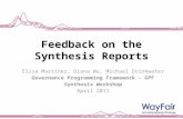 Feedback on the Synthesis Reports Elisa Martinez, Diana Wu, Michael Drinkwater Governance Programming Framework - GPF Synthesis Workshop April 2011.
