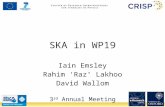 SKA in WP19 Iain Emsley Rahim ‘Raz’ Lakhoo David Wallom 3 rd Annual Meeting.