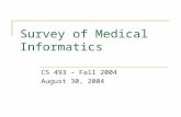 Survey of Medical Informatics CS 493 – Fall 2004 August 30, 2004.
