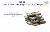 Financial Aid: What You Need to Know to Pay for College Department of College and Career Preparation 2009.