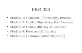 PRR 389 Module 1: Concepts, Philosophy, Process Module 2: Goals, Objectives, Perf. Measures Module 3: Data Gathering & Analysis Module 4: Forecasts & Impacts.