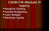 CAIIB-FM-Module D topics Marginal Costing Marginal Costing Capital Budgeting Capital Budgeting Cash Budget Cash Budget Working Capital Working Capital.