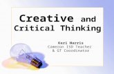 Creative and Critical Thinking Keri Harris Cameron ISD Teacher & GT Coordinator.