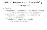 WP1: Detector Assembly Liverpool Tasks:  Detector specification measurement Assembly of components in progress  Detector assembly for scanning Work in.