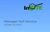 Manager Self Service October 15, 2012. InSITE Self Service Manager Self Service Presentation This presentation is approximately 10 minutes in length.