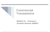 Commercial Transactions Module 11 - Insurance Summer Session 2006/07.
