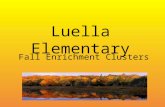 Fall Enrichment Clusters Luella Elementary. Enrichment Cluster Information Fall Enrichment Clusters will meet on Mondays from 1:30 – 2:10 PM beginning.