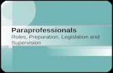 Paraprofessionals Roles, Preparation, Legislation and Supervision.