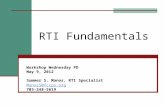 RTI Fundamentals Workshop Wednesday PD May 9, 2012 Summer S. Manos, RTI Specialist ManosS@fccps.org 703-248-5619.
