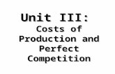 Unit III: Costs of Production and Perfect Competition.