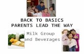 BACK TO BASICS PARENTS LEAD THE WAY Milk Group and Beverages.