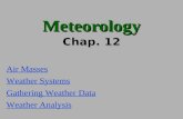 Meteorology Chap. 12 Air Masses Weather Systems Gathering Weather Data Weather Analysis.