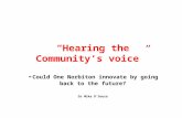 “Hearing the Community’s voice” - Could One Norbiton innovate by going back to the future? Dr Mike D’Souza.