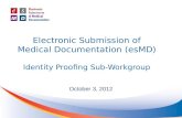 Electronic Submission of Medical Documentation (esMD) Identity Proofing Sub-Workgroup October 3, 2012.