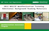 0 | Weatherization Assistance Program: Overvieweere.energy.gov WAP Rules and Regulations Weatherization Assistance Program 2012 NASCSP Weatherization Training.