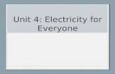 Unit 4: Electricity for Everyone. Essential Questions What is electricity and how is it measured? How do generators work? How is energy converted from.